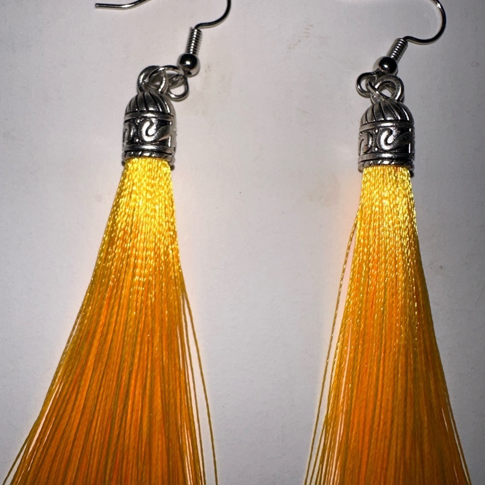 Yellow tassel earrings - Picture 1 of 3